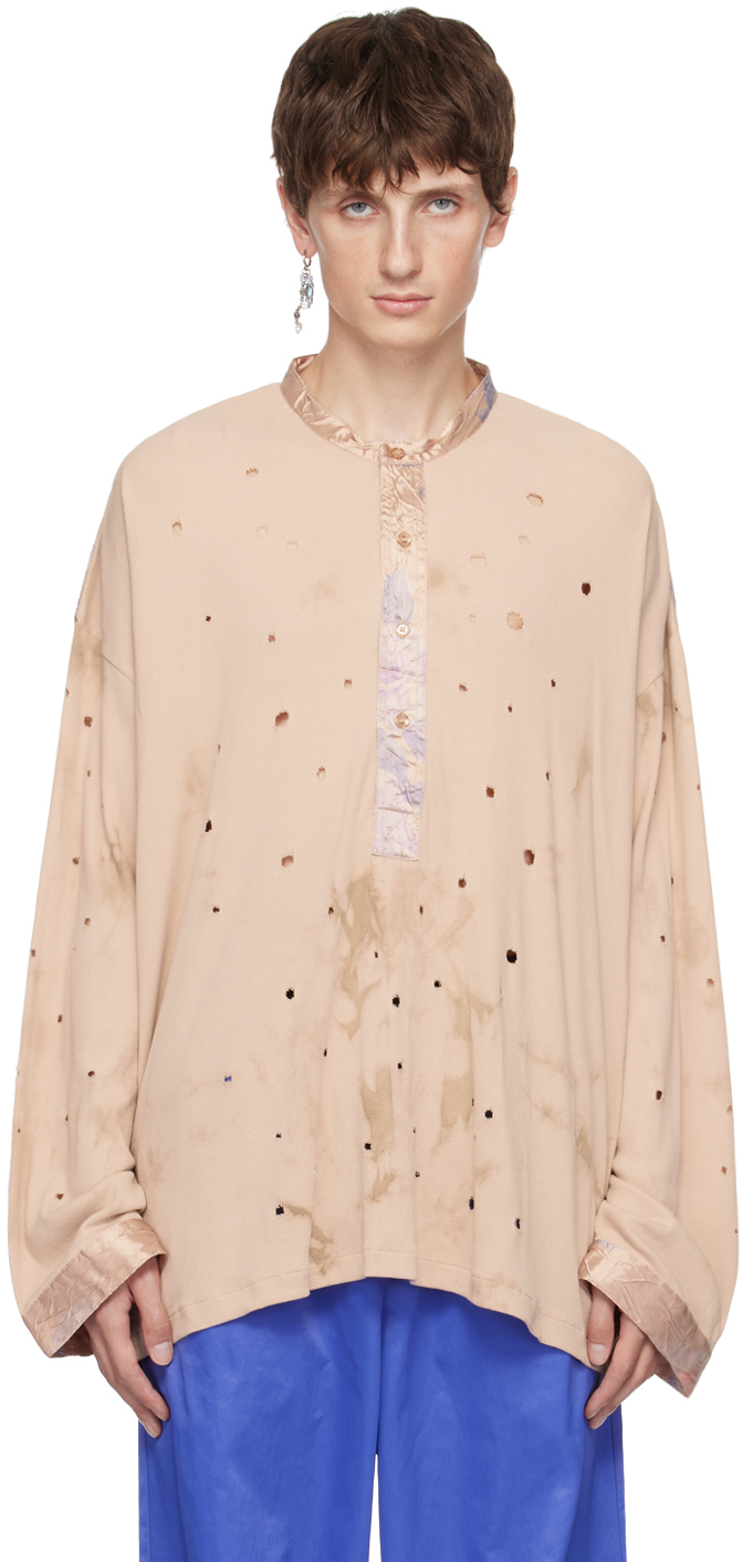 Acne Studios Pink Distressed Shirt In Cox Shell Beige