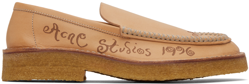 Shop Acne Studios Beige Logo Loafers In Dfj Camel Beige