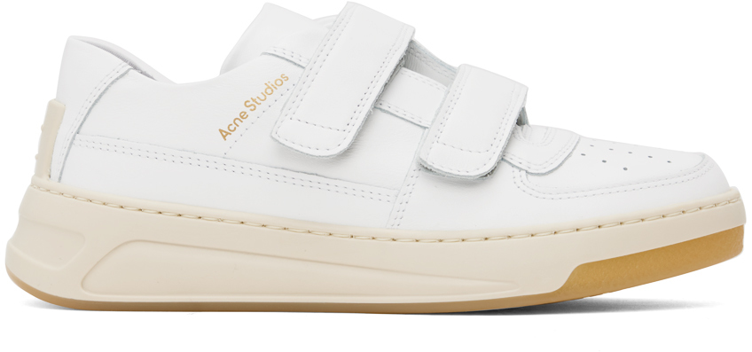 White Velcro Strap Sneakers