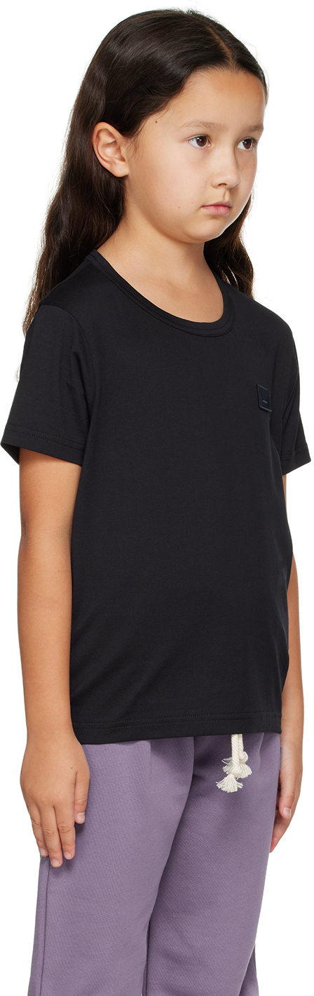 Acne Studios Kids Black Patch T-shirt In Dl0034- Black