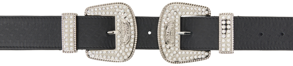 Black Crystal Double-Buckle Belt