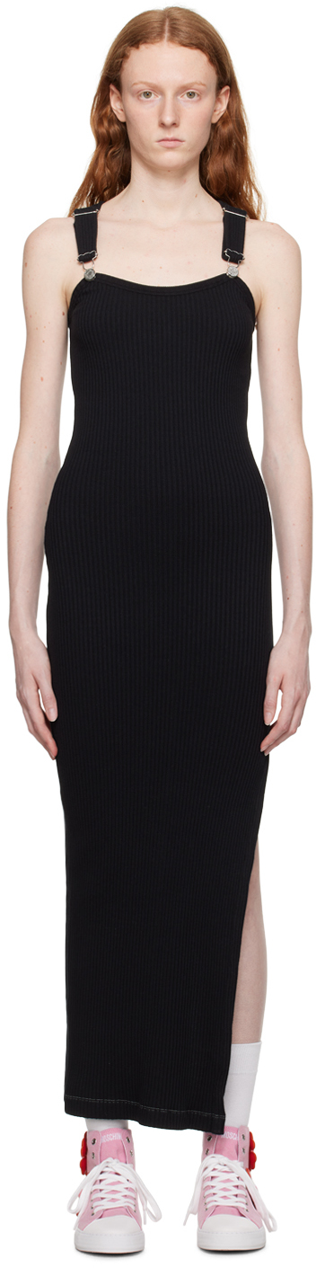 Black Overall Maxi Dress by Moschino Jeans on Sale
