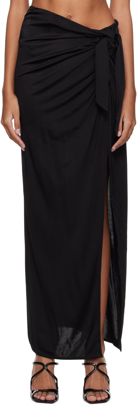 Black Vented Midi Skirt