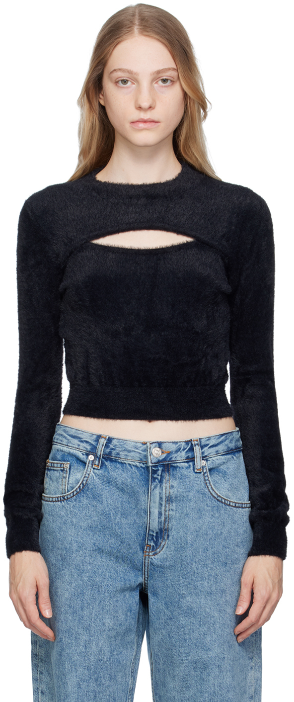 M05ch1n0 Jeans Black Cutout Sweater In A0555 Black
