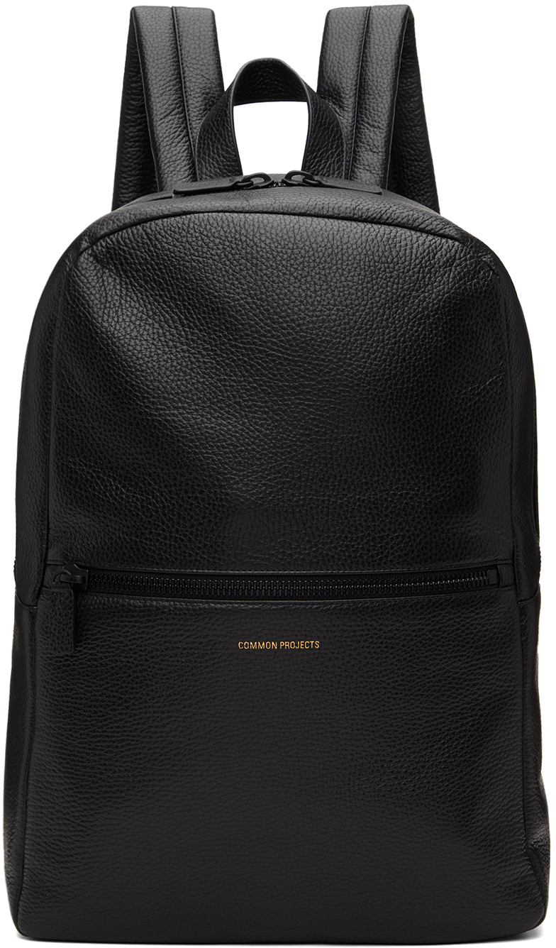 Black Textured Simple Backpack