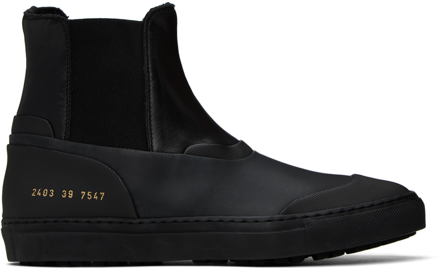 Common Projects Black Paneled Chelsea Boots