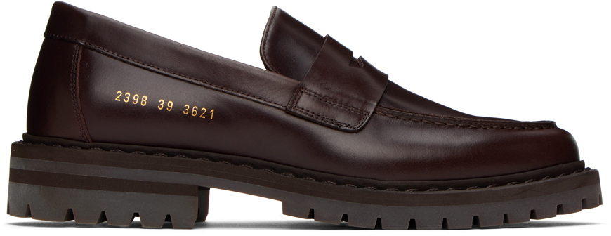 Common Projects Leather Penny Loafers In 褐色