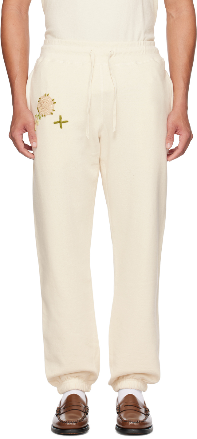 Bentgablenits Off-white Embroidered Sweatpants In Cream
