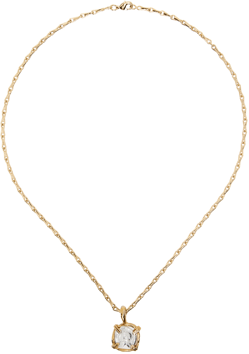 Shop Alighieri Gold 'the Gilded Frame' Necklace In 00 Silver/24 Gold