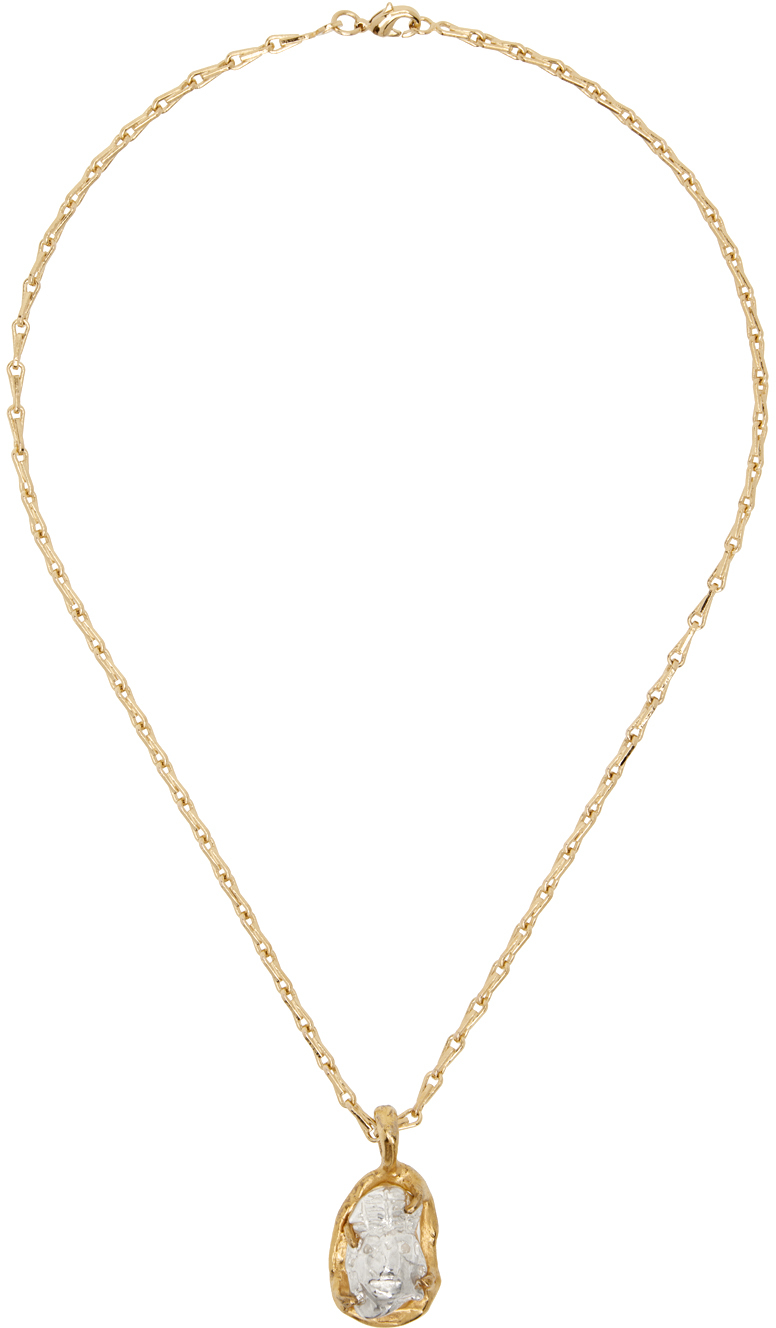 Shop Alighieri Gold 'the Framed Memory' Necklace In 00 Silver/24 Gold