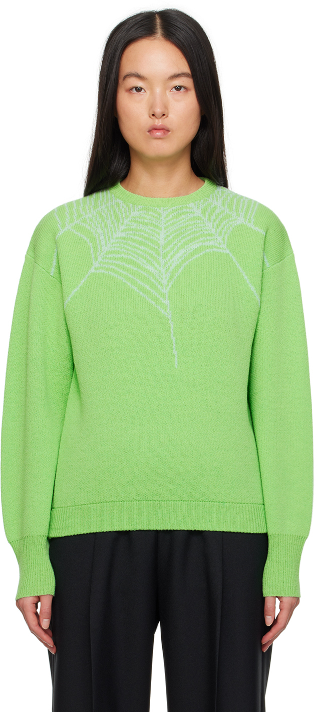 Stockholm Surfboard Club Green Jacquard Sweater In Flou Green