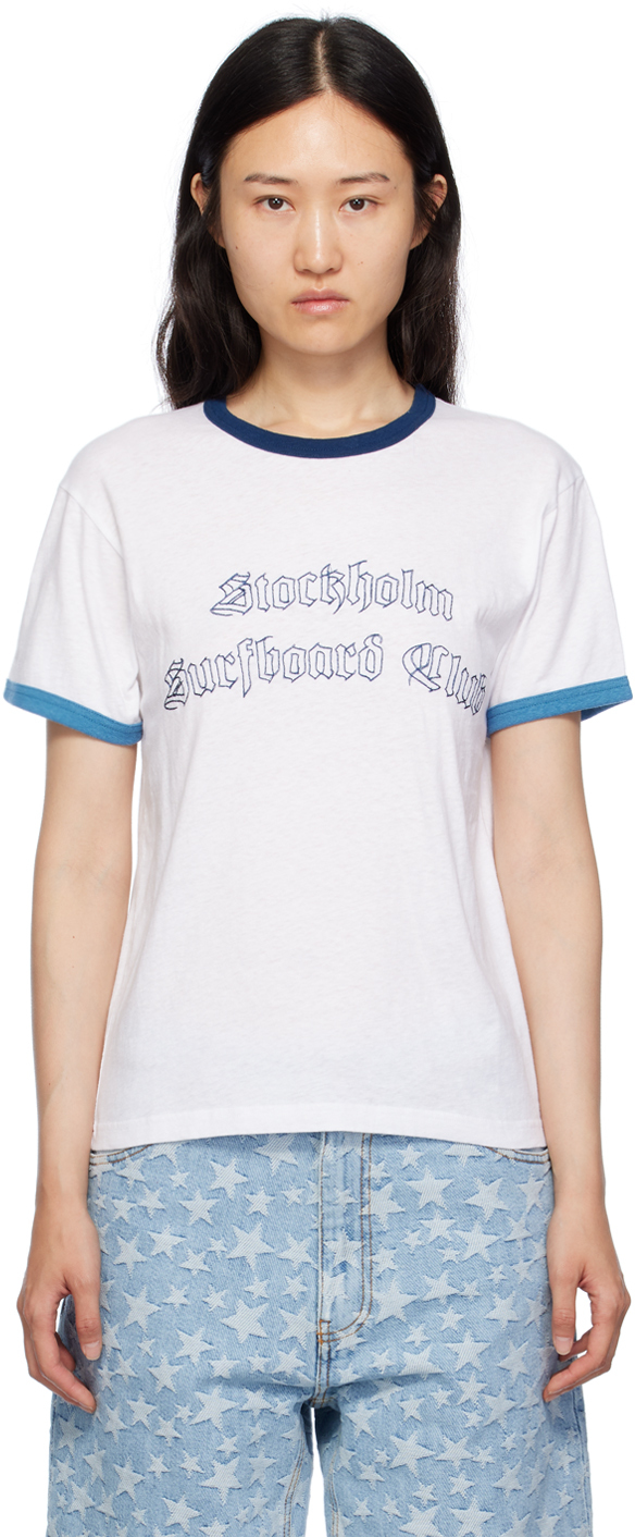 Stockholm (Surfboard) Club White Embroidered T-Shirt