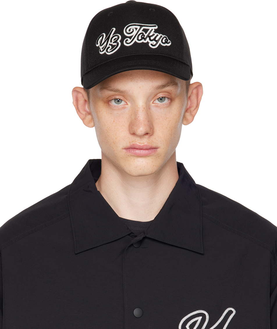 Black Embroidered Cap by Y-3 on Sale