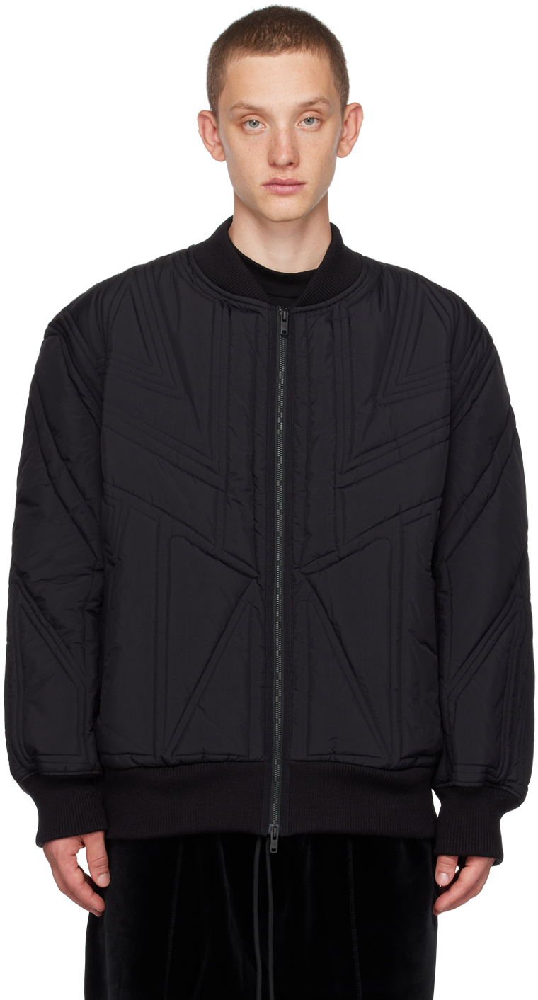 Y-3: Black Quilted Bomber Jacket | SSENSE