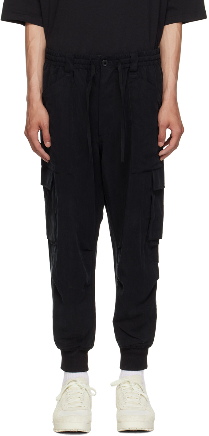 Black Utility Cuffed Cargo Pants by Y-3 on Sale
