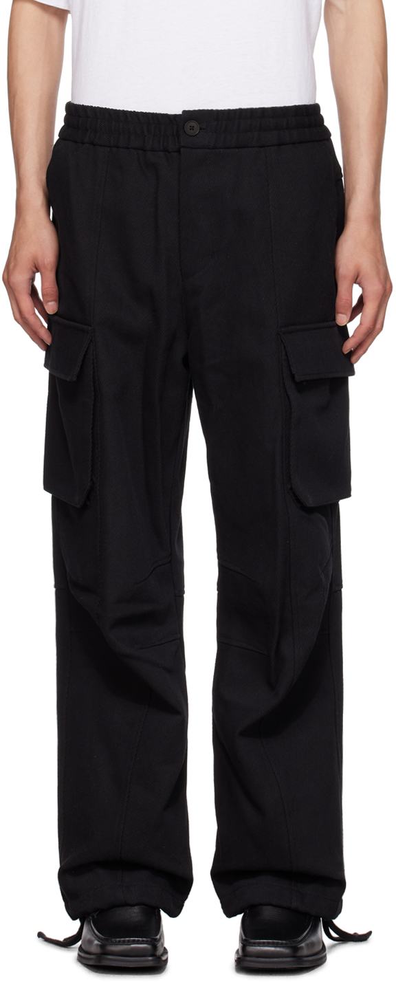 After Pray Black Wide Cargo Trousers