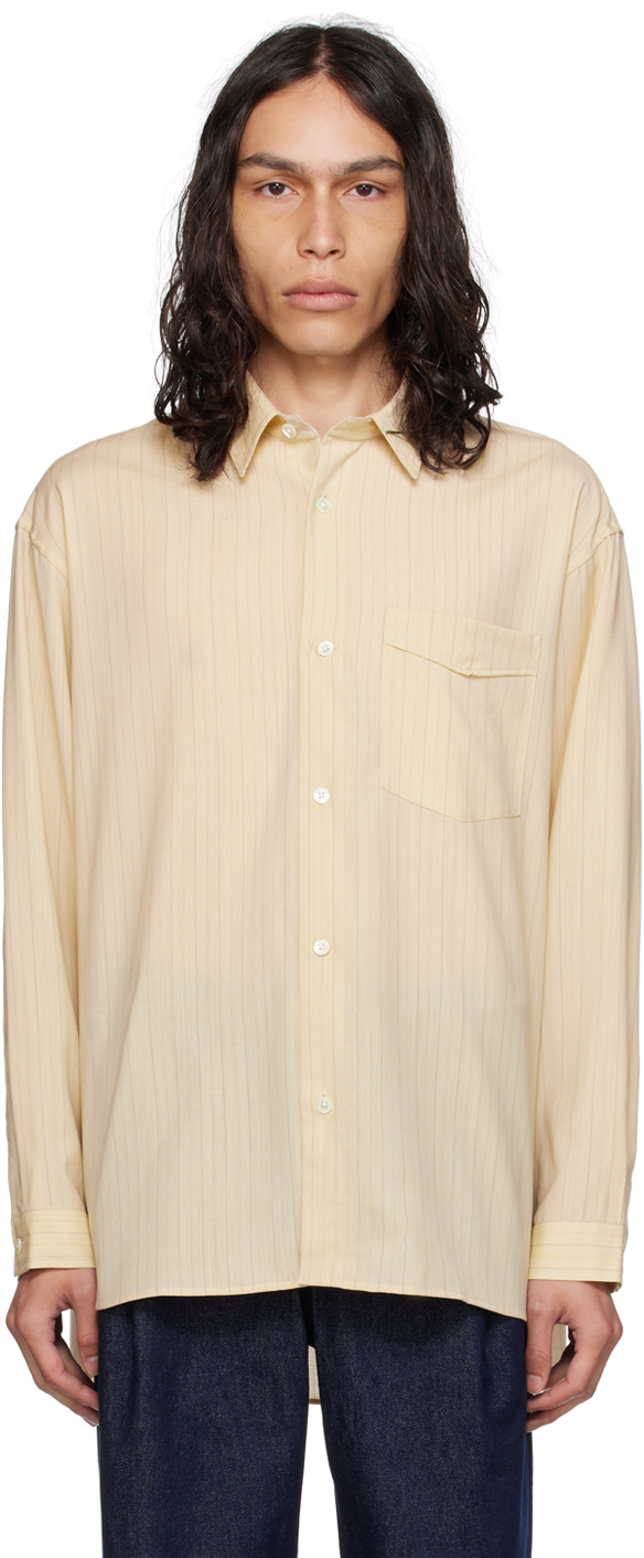 After Pray Beige Striped Shirt In Light Yellow