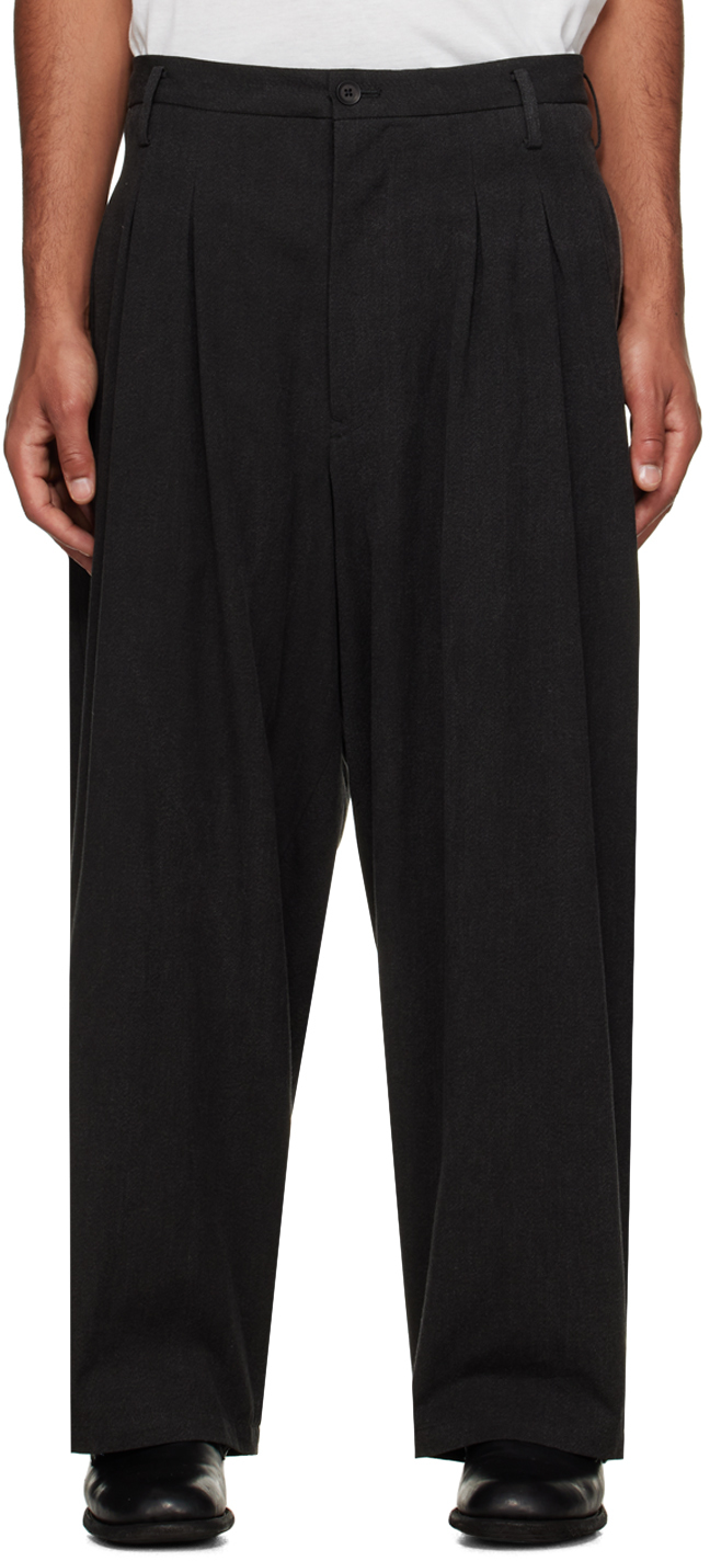 Gray 12-Pleat Trousers