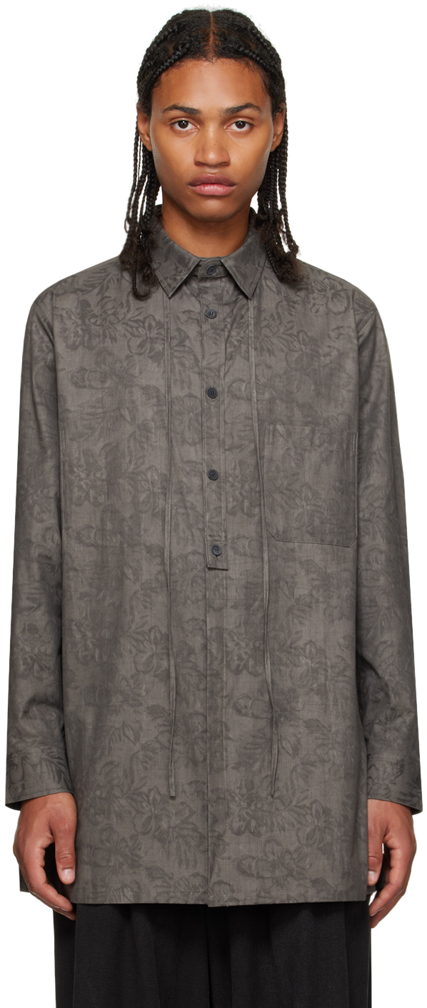 Y's For Men: Gray Jacquard Shirt | SSENSE