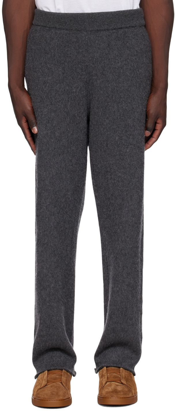 Zegna X The Elder Statesman Grey Brushed Trousers In K98 Dark Grey