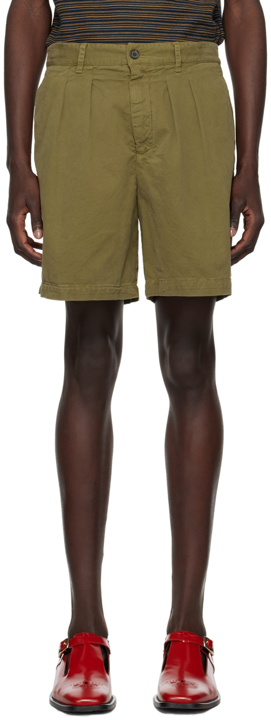 Shop Nili Lotan Khaki Ugo Shorts In Olive Green
