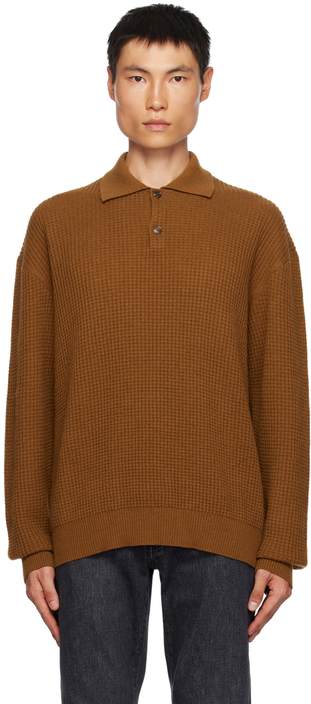 Zegna X The Elder Statesman Brown Dropped Shoulders Polo In N05 Vicuna
