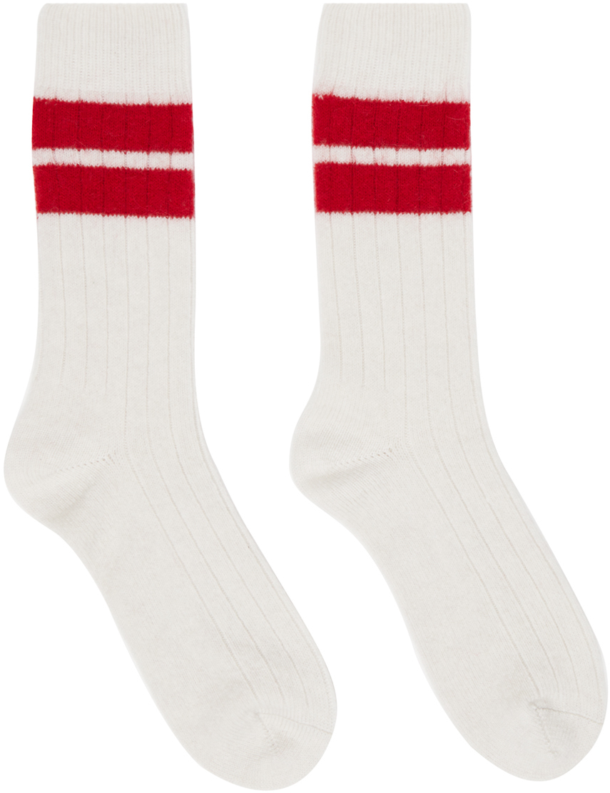 ZEGNA x The Elder Statesman: White Stripe Socks | SSENSE