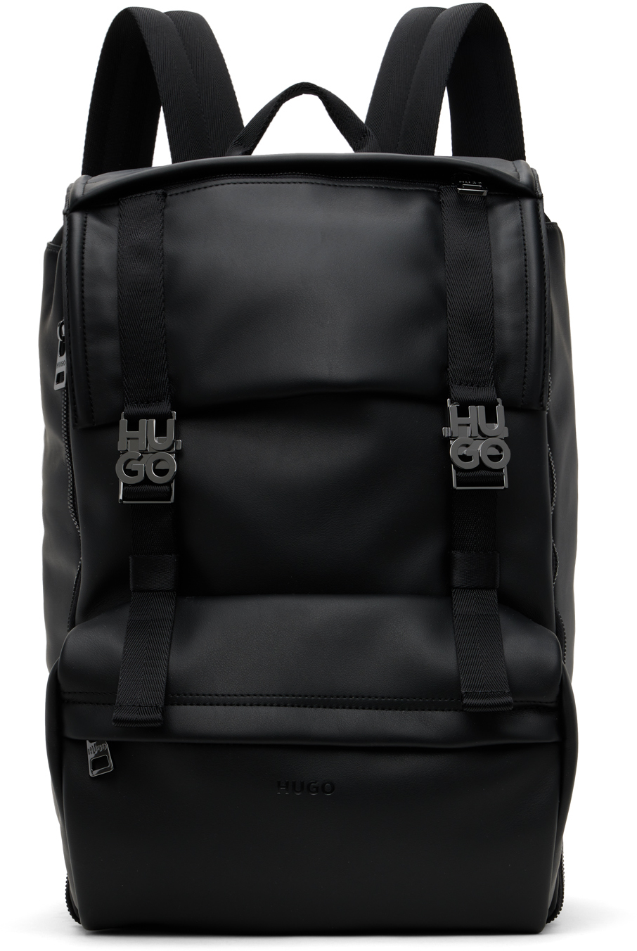 Men's Black Embossed Leather Backpack