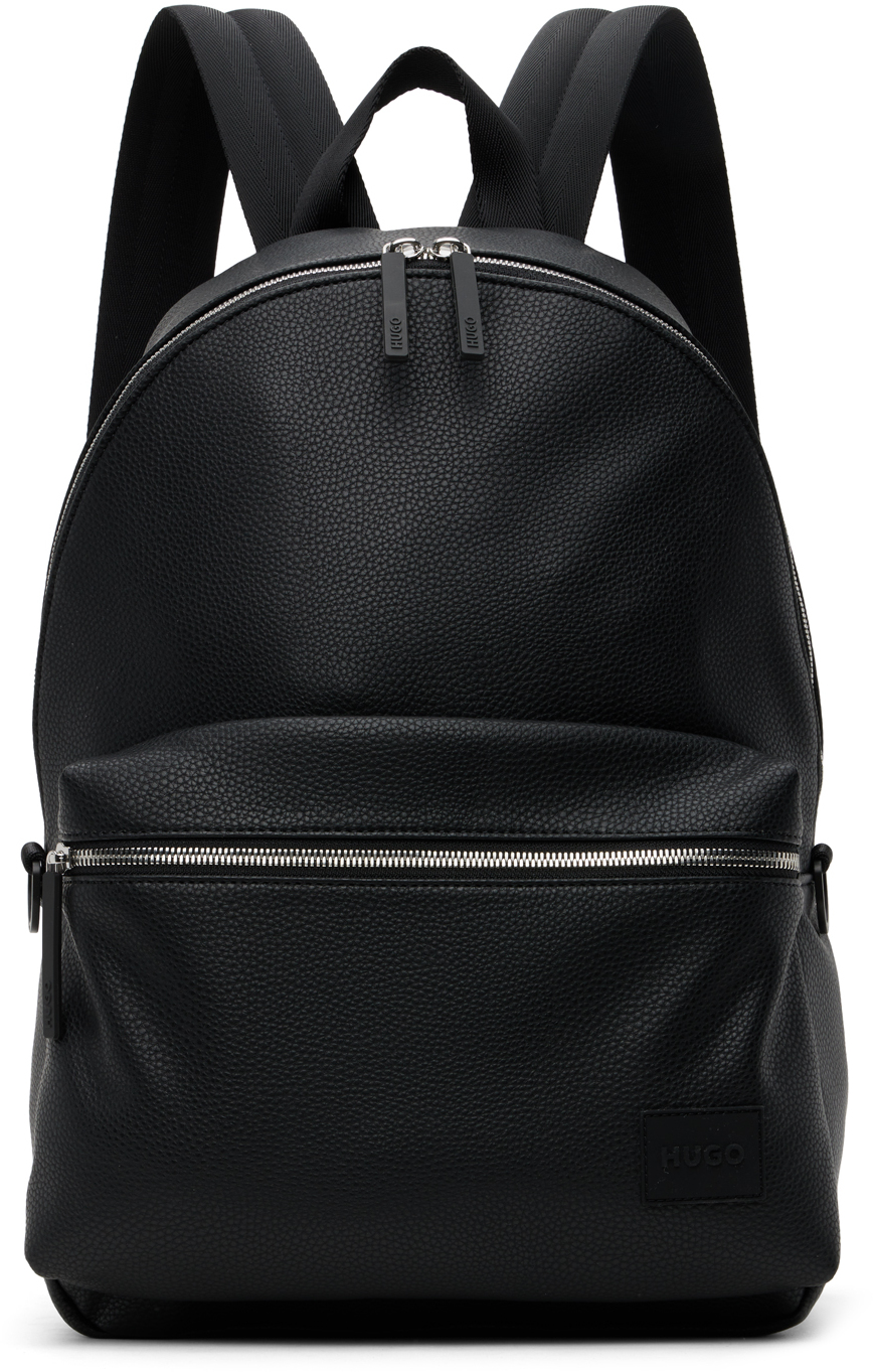 Hugo Black Logo Patch Backpack In 001 - Black