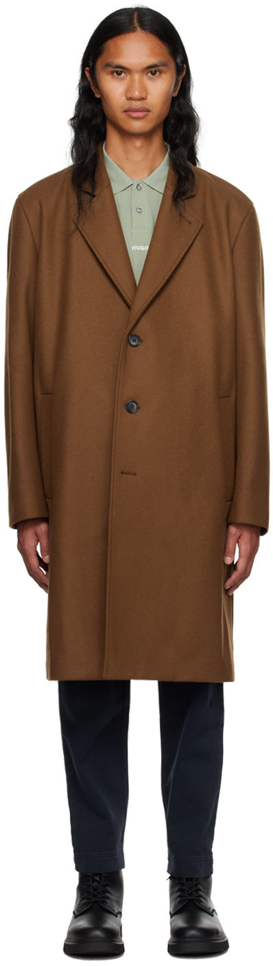 Brown Notched Lapel Coat