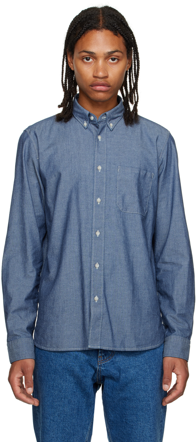 Blue Pocket Long Sleeve Shirt
