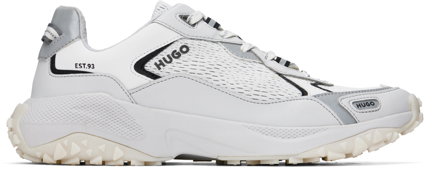 Hugo White & Gray Open Mesh Low-top Sneakers In 120 - Open White