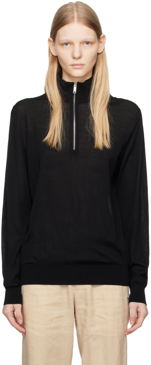 Zegna Black Half-zip Sweater In K09 Black