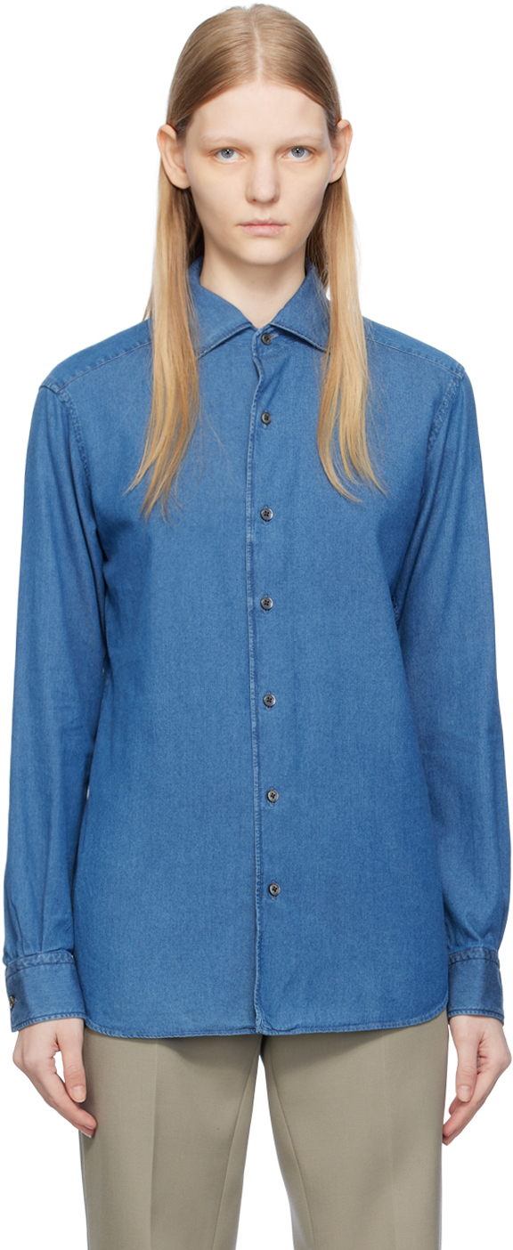 Blue Cashco Shirt by ZEGNA on Sale