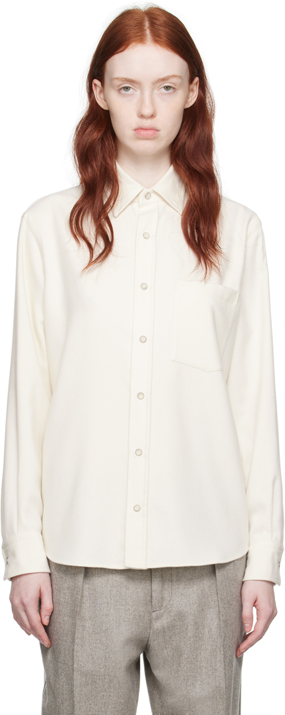 Zegna Off-white Press-stud Shirt In 088 Off White