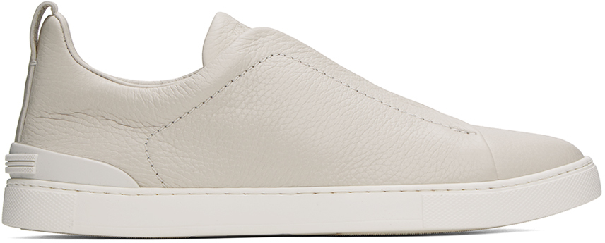 Zegna Off-white Triple Stitch Sneakers In Pan Off-white