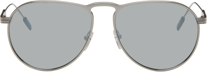 Zegna Gunmetal Aviator Sunglasses In Shiny Gunmetal / Smo