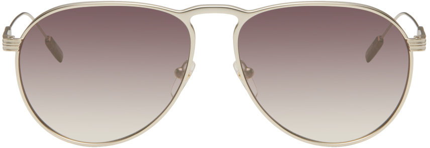 Zegna Gold Aviator Sunglasses In Semi-shiny Gold / Gr