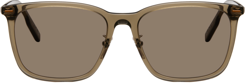 Zegna Brown Mastic Acetate Leggerissimo Sunglasses In Shiny Transparent Kh