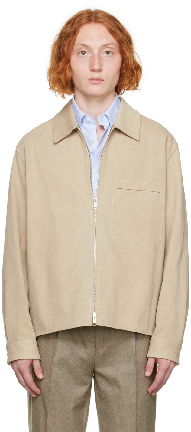 Zegna Beige Zip Denim Jacket In 654 Avorio | ModeSens