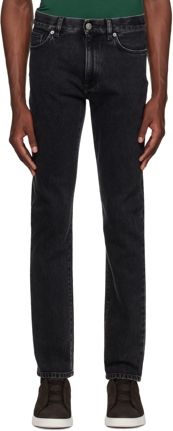 Zegna Black Faded Jeans In 003 Dark Grey