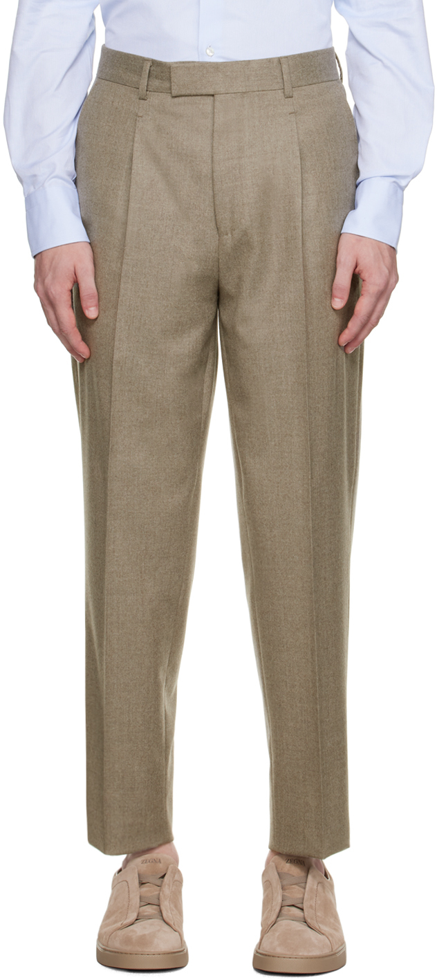 ZEGNA: Gray Creased Trousers | SSENSE