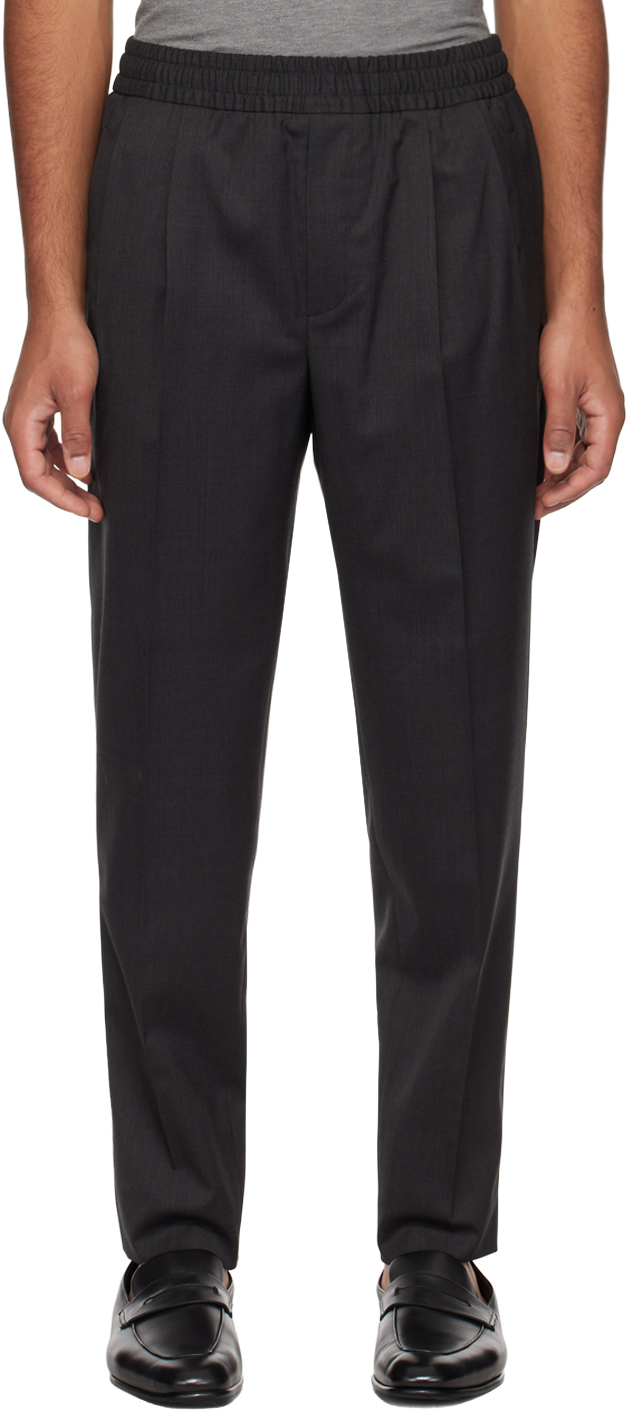 Zegna Gray Drawstring Trousers In 6zf063a6 Dark Grey