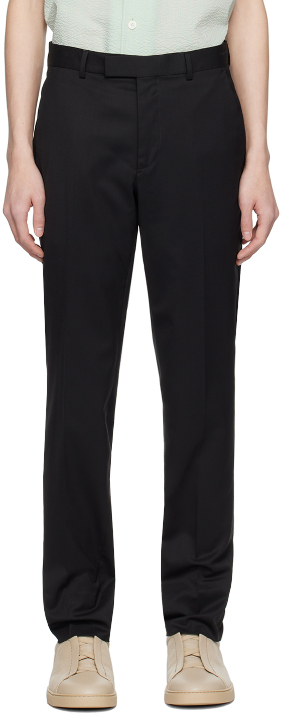Zegna Black Pleated Trousers In 6zf062a6 Black