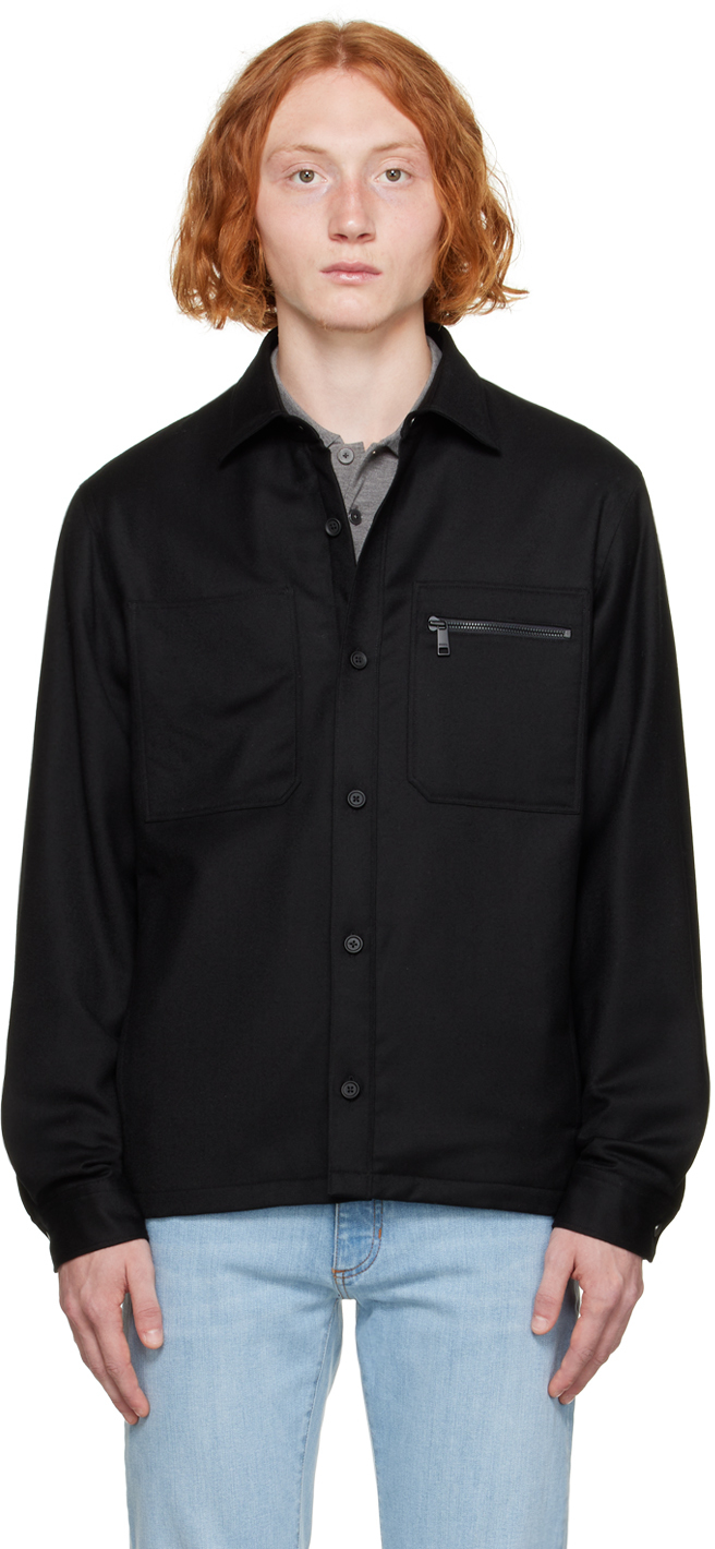 Shop Zegna Black Insulated Shirt In 290 Black