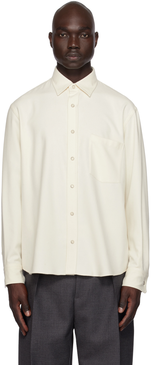 Zegna Off-white Press-stud Shirt In 088 Off White