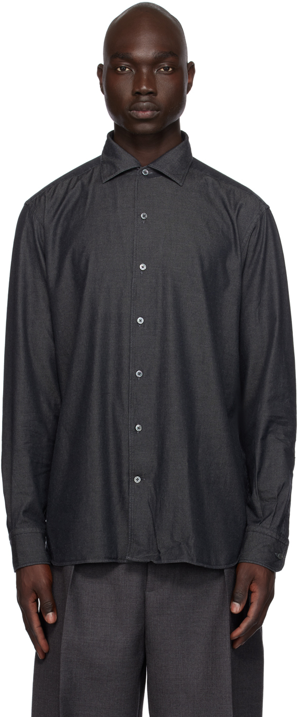 Zegna Black Cashco Shirt In 005 Grey