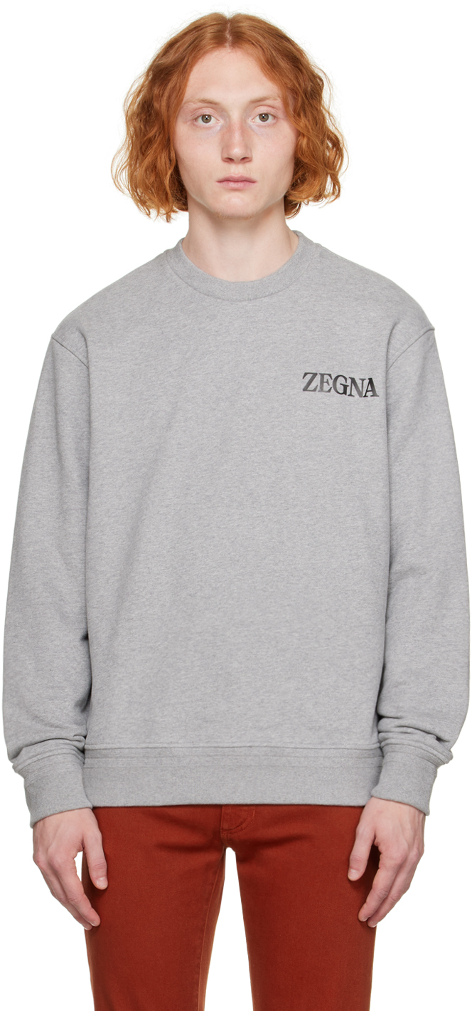 Shop Zegna Gray Bonded Sweatshirt In K95 Grey Melange