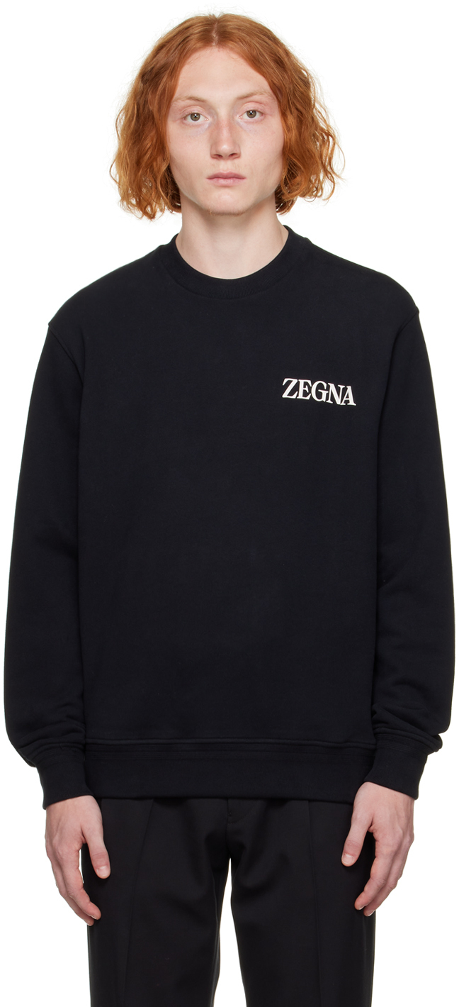 Shop Zegna Black Bonded Sweatshirt In K09 Black