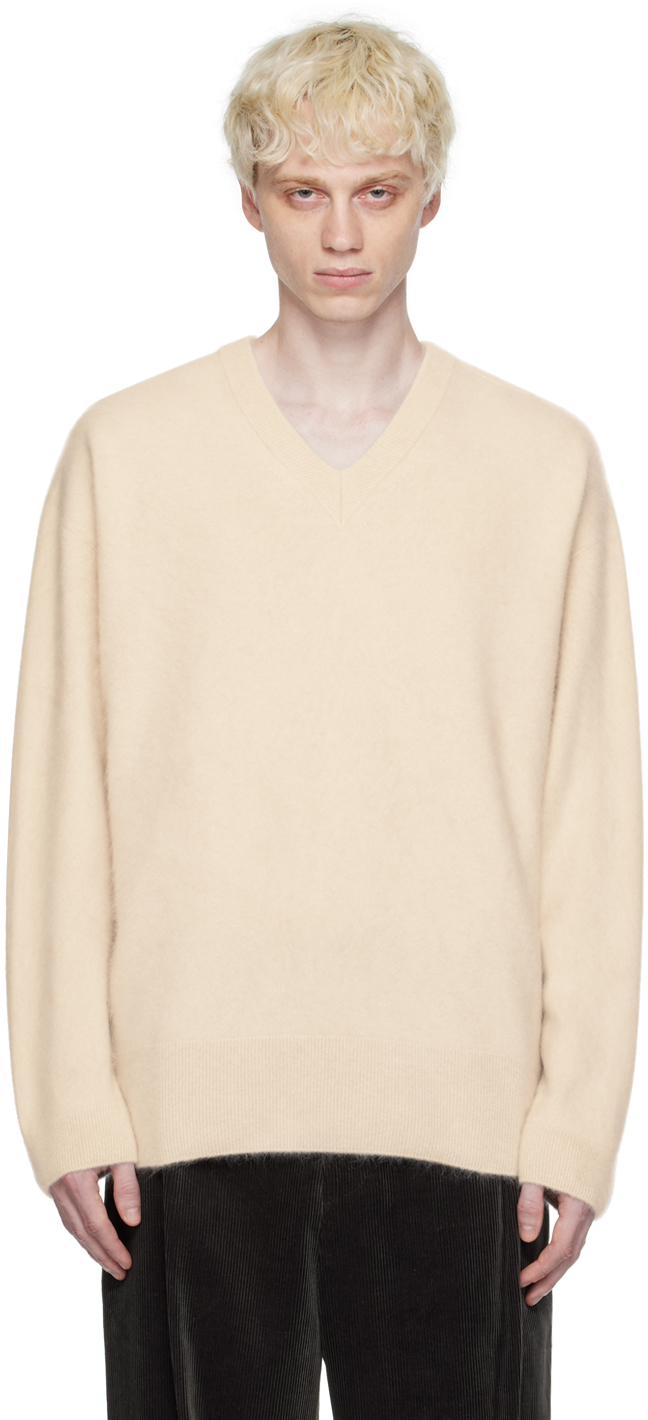 ATON: Off-White Garment-Dyed Sweater | SSENSE